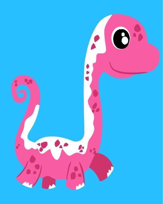 Dinosaure Rose Cartoon pour Enfants Peinture par Numéros