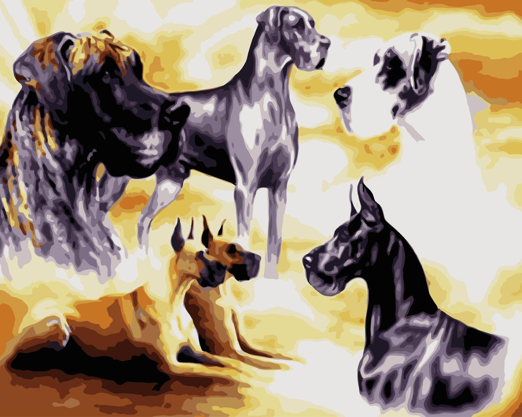 Dogues Allemands Peinture par Numéros