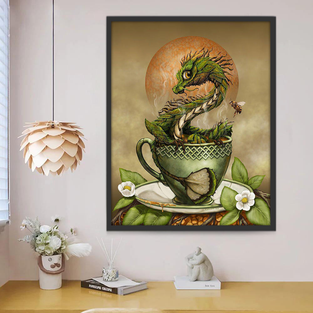 Dragon Vert dans une Tasse Peinture par Numéros
