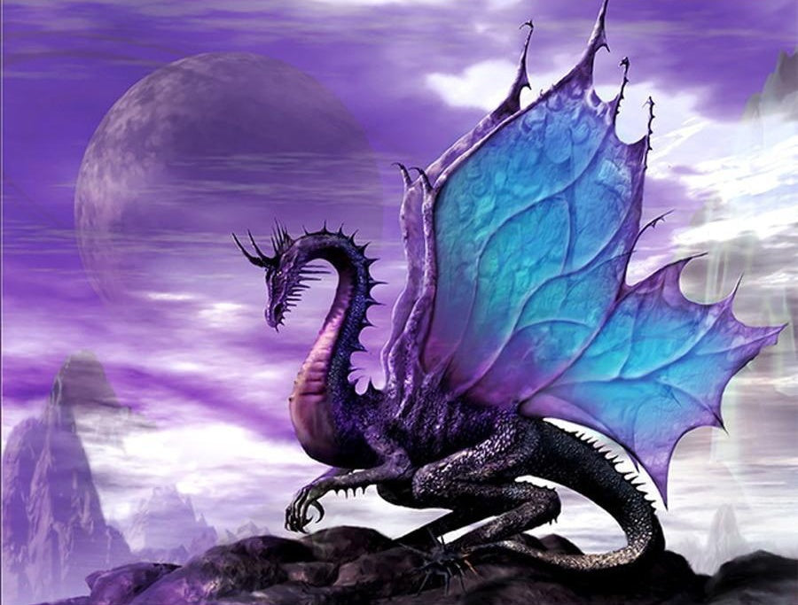 Dragon Violet et Bleu Peinture par Numéros