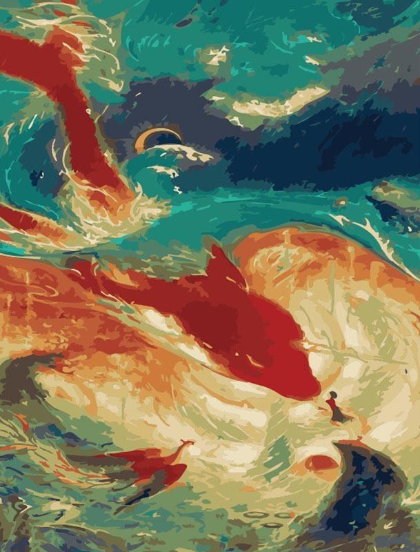 Dragons dans l'Eau Peinture par Numéros