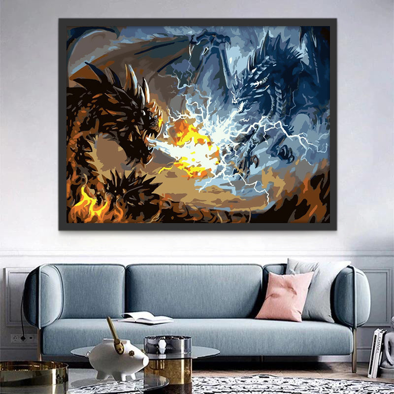 Dragons se Battant Peinture par Numéros