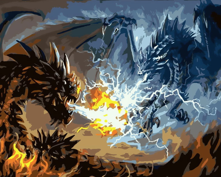 Dragons se Battant Peinture par Numéros