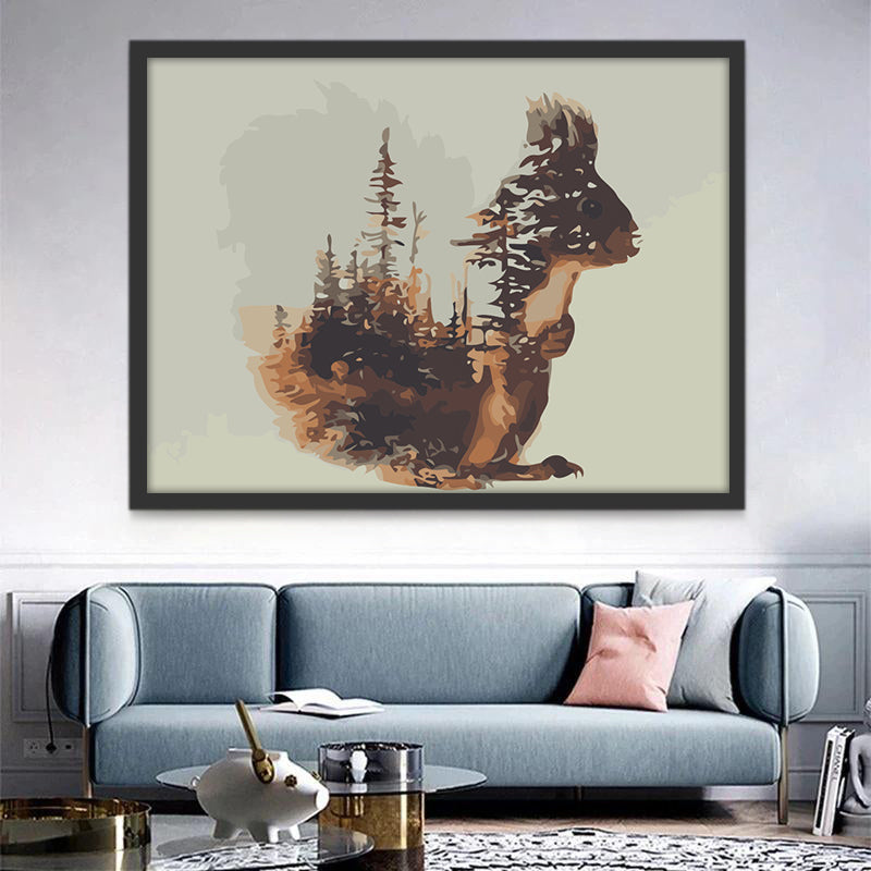 Écureuil et Forêt Peinture par Numéros