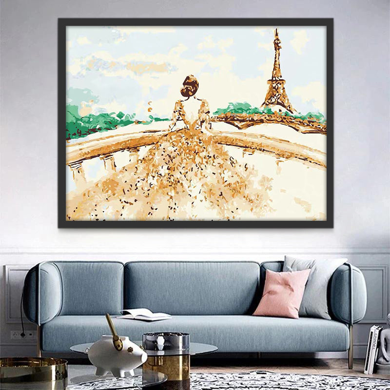 Eiffel et Femme Elégante Peinture par Numéros