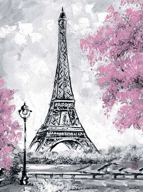 Eiffel et Fleurs Peinture par Numéros