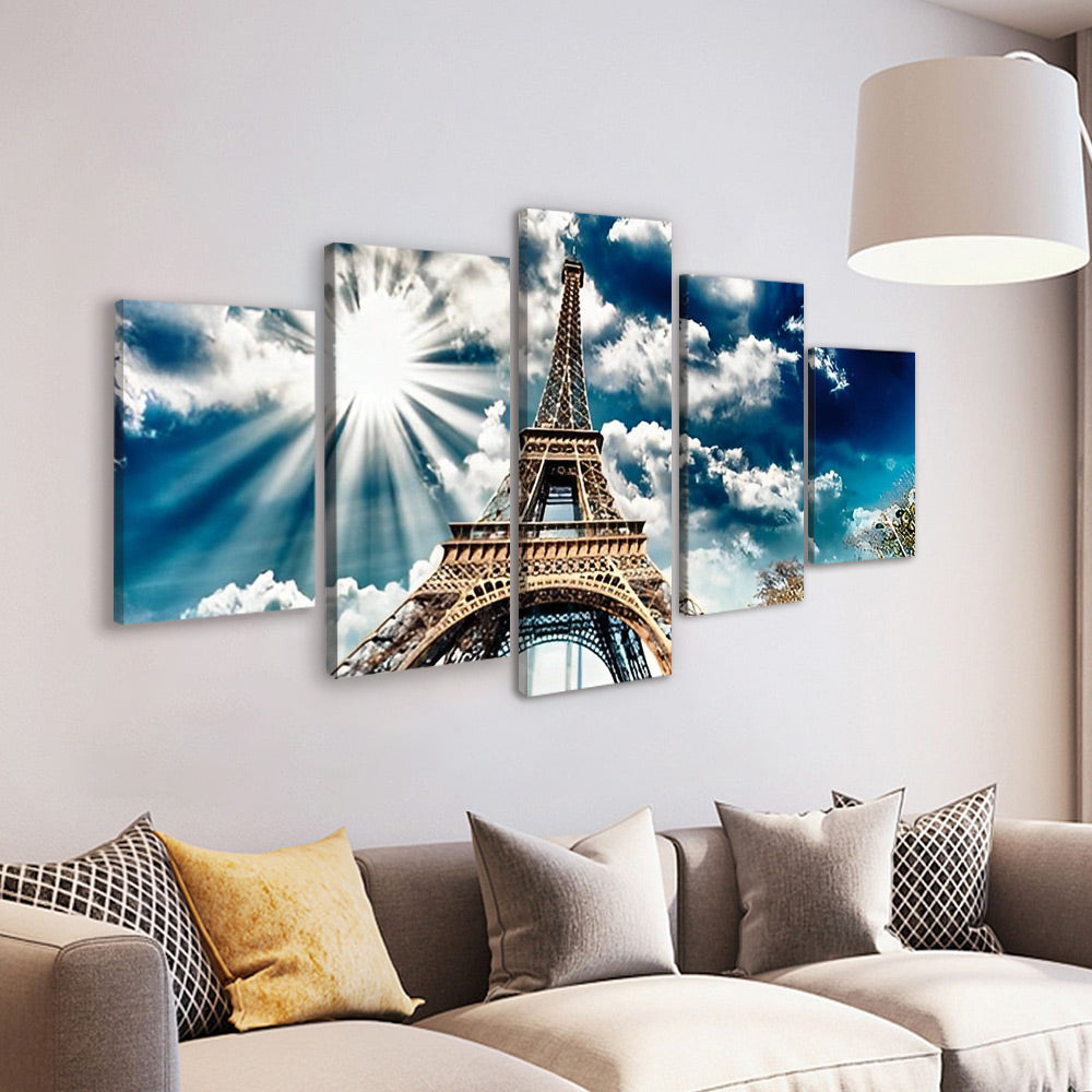 Eiffel et Soleil 5 Partie Peinture par Numéros