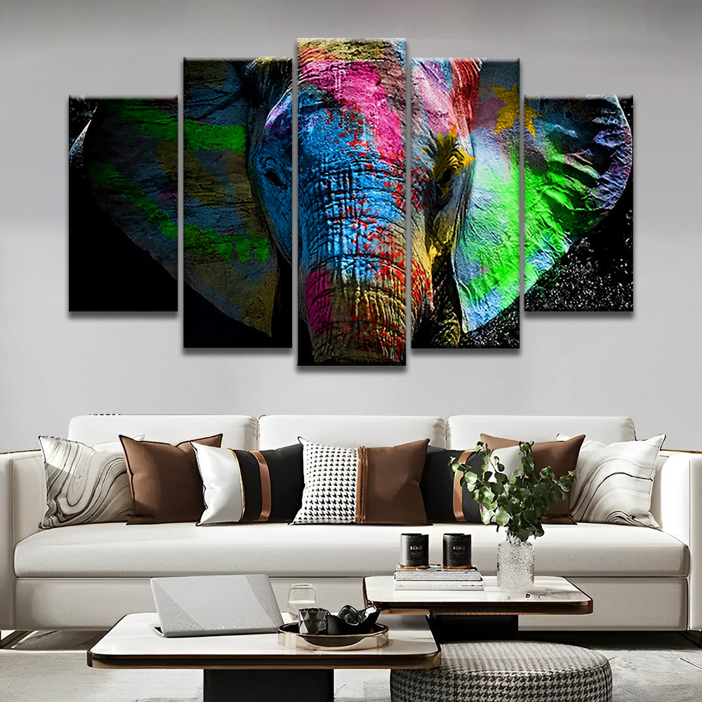 Éléphant Coloré 5 Partie Peinture par Numéros