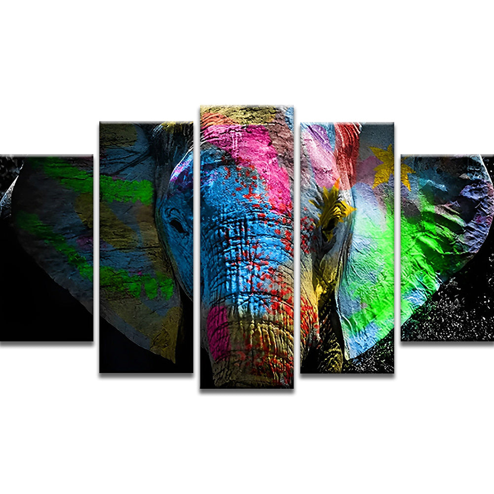 Éléphant Coloré 5 Partie Peinture par Numéros