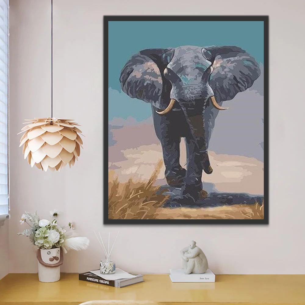Éléphant Courant Peinture par Numéros
