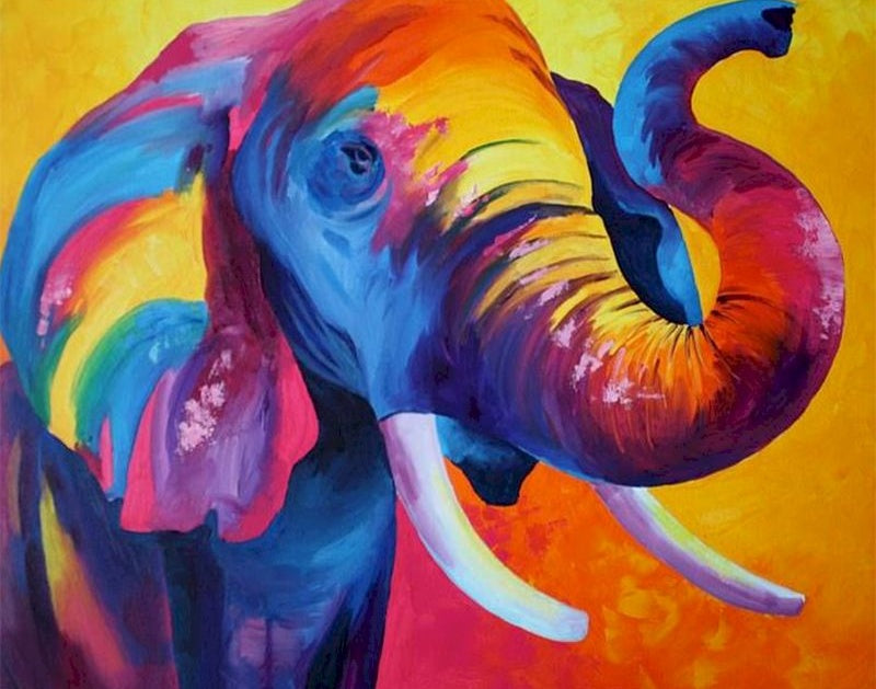 Éléphant de Couleurs Jolis Peinture par Numéros