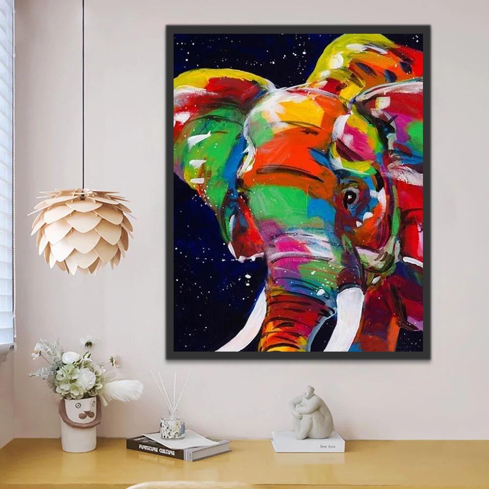 Éléphant en Couleurs Eclatants Peinture par Numéros