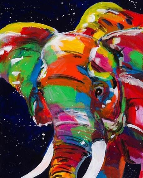 Éléphant en Couleurs Eclatants Peinture par Numéros