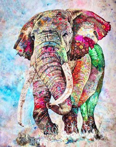 Éléphant Heureux Peinture par Numéros