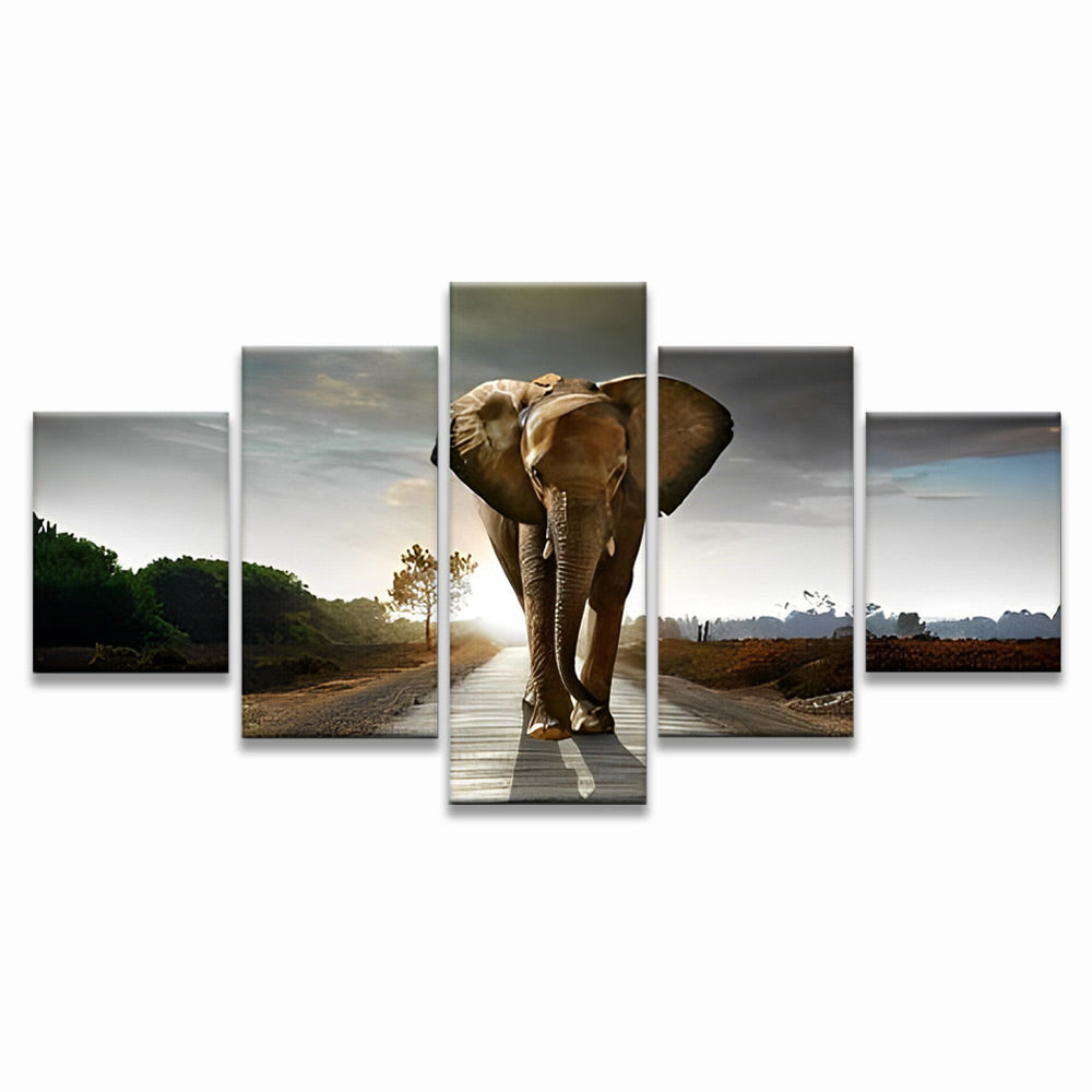 Éléphant Marchant 5 Partie Peinture par Numéros