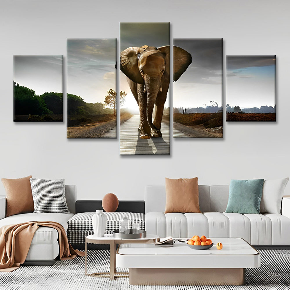 Éléphant Marchant 5 Partie Peinture par Numéros