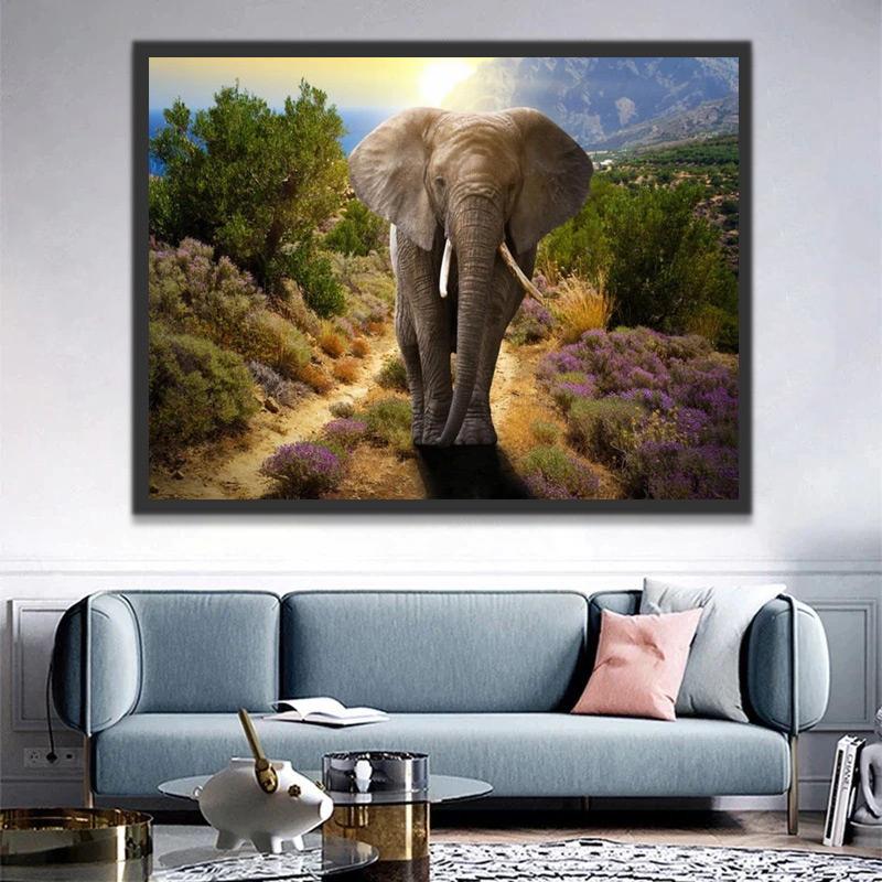 Éléphant Marchant Peinture par Numéros