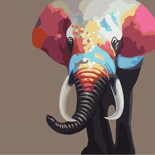 Éléphant Multicolore Adorable Peinture par Numéros