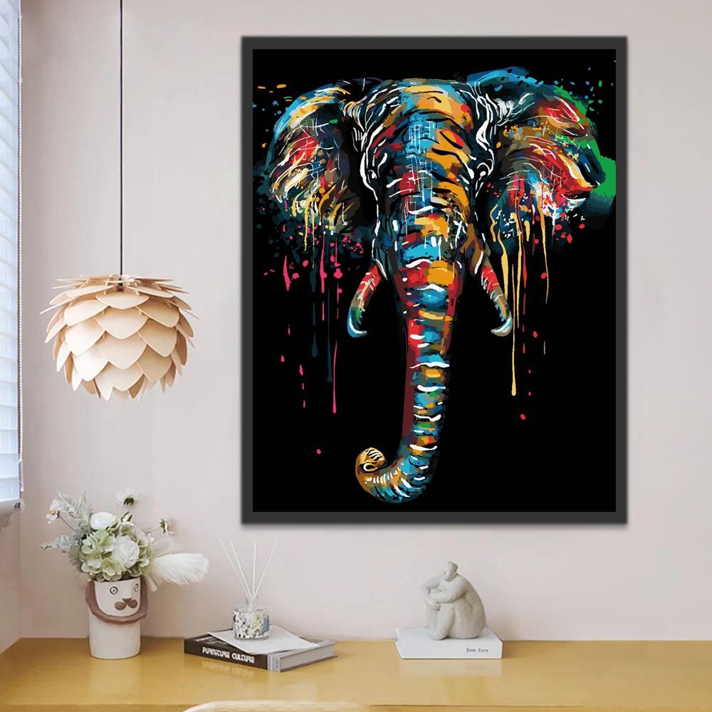 Éléphant Multicolore Peinture par Numéros