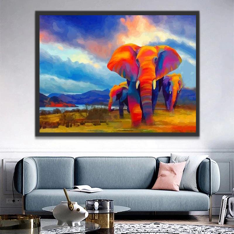 Éléphant Orange Peinture par Numéros