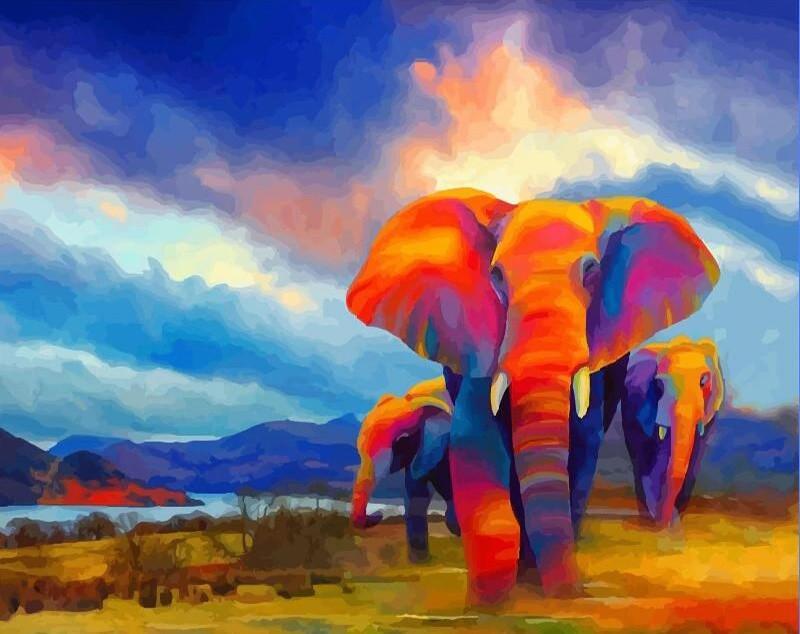 Éléphant Orange Peinture par Numéros