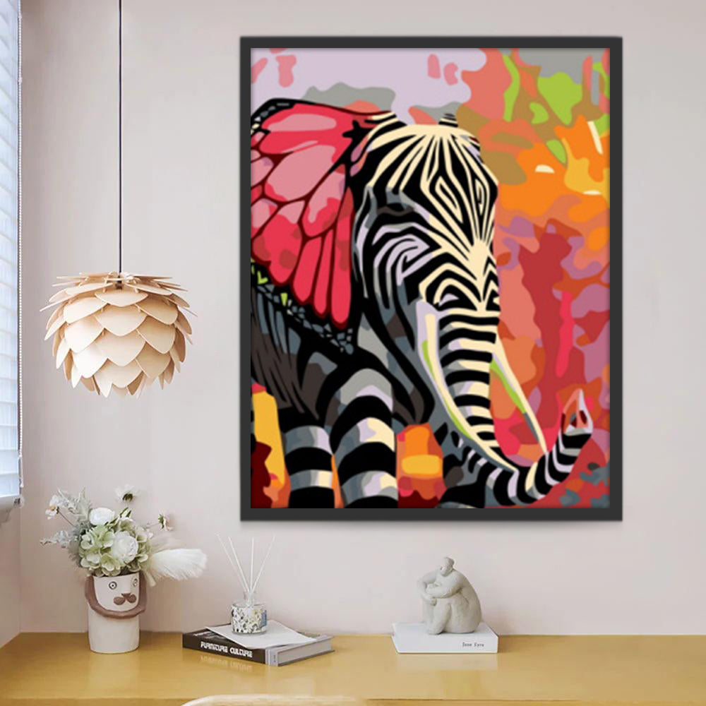 Éléphant Zébré Peinture par Numéros