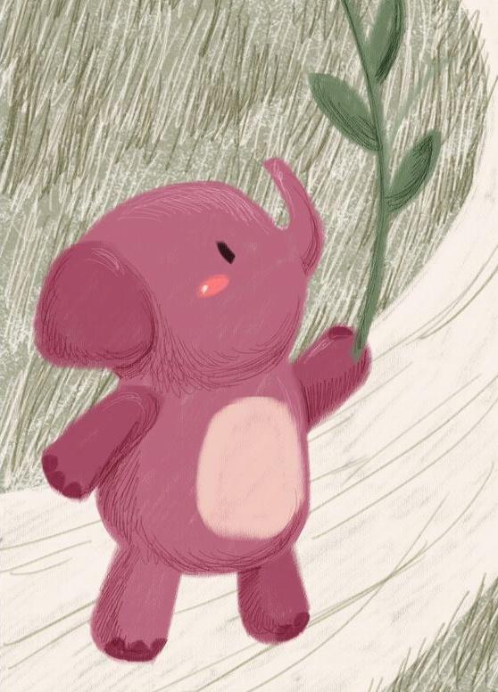 Éléphanteau Rose Cartoon Enfants Peinture par Numéros