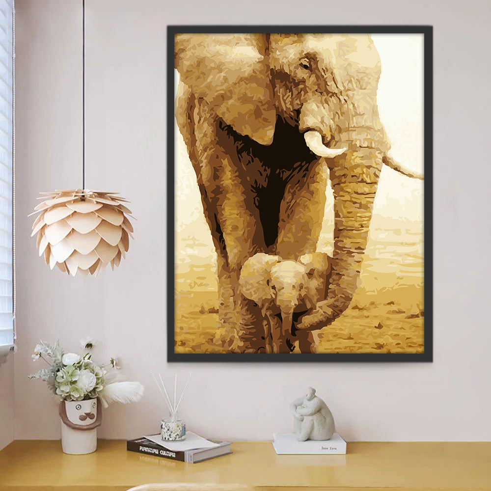 Éléphants dans la Savane Sèche Peinture par Numéros