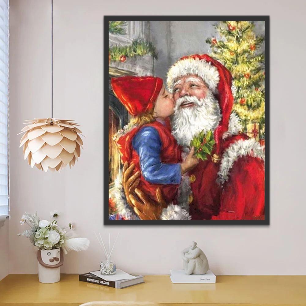 Enfant et Père Noël Peinture par Numéros