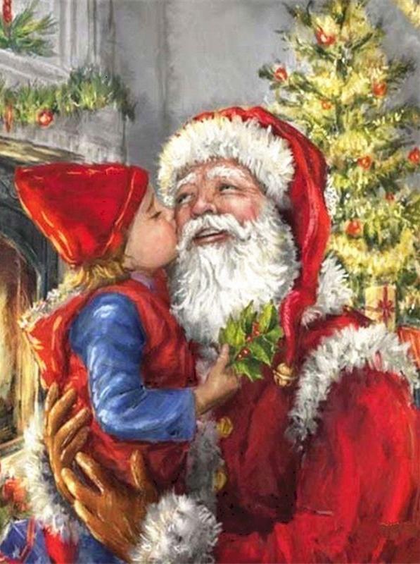 Enfant et Père Noël Peinture par Numéros