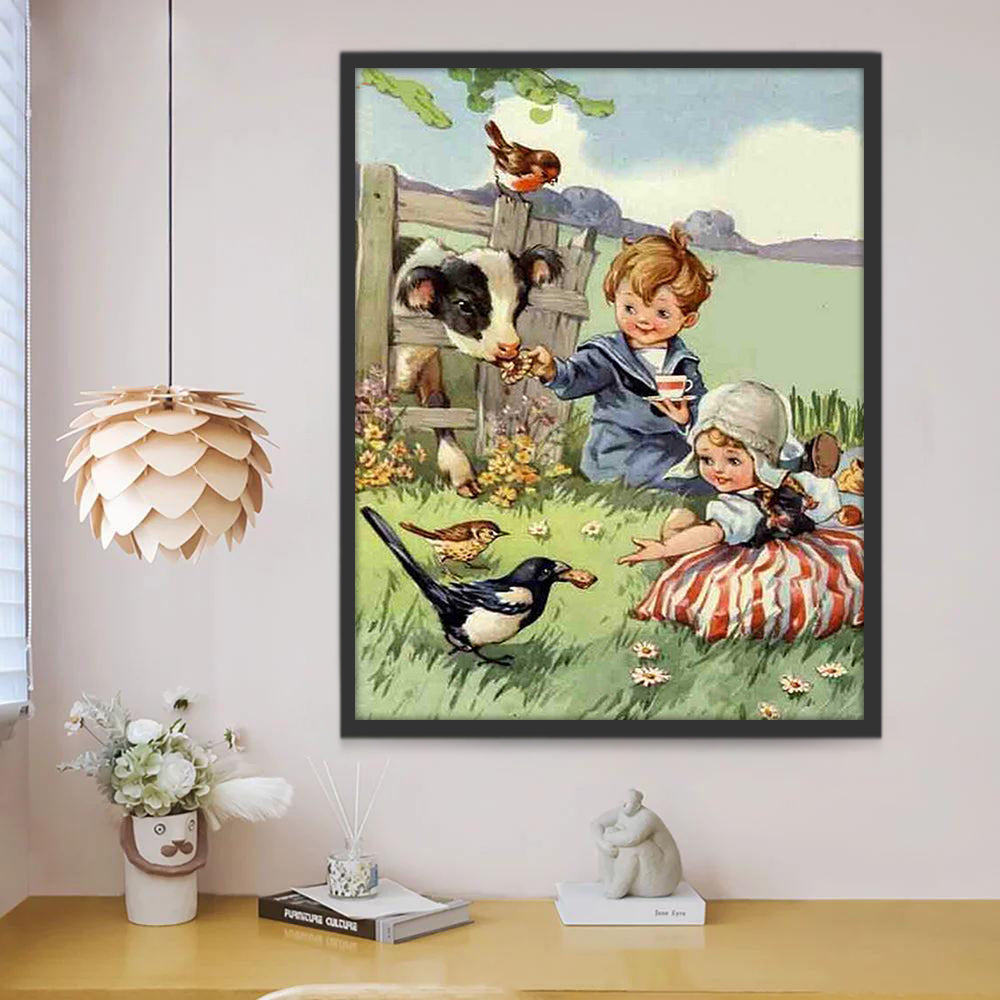 Enfants de la Ferme Peinture par Numéros