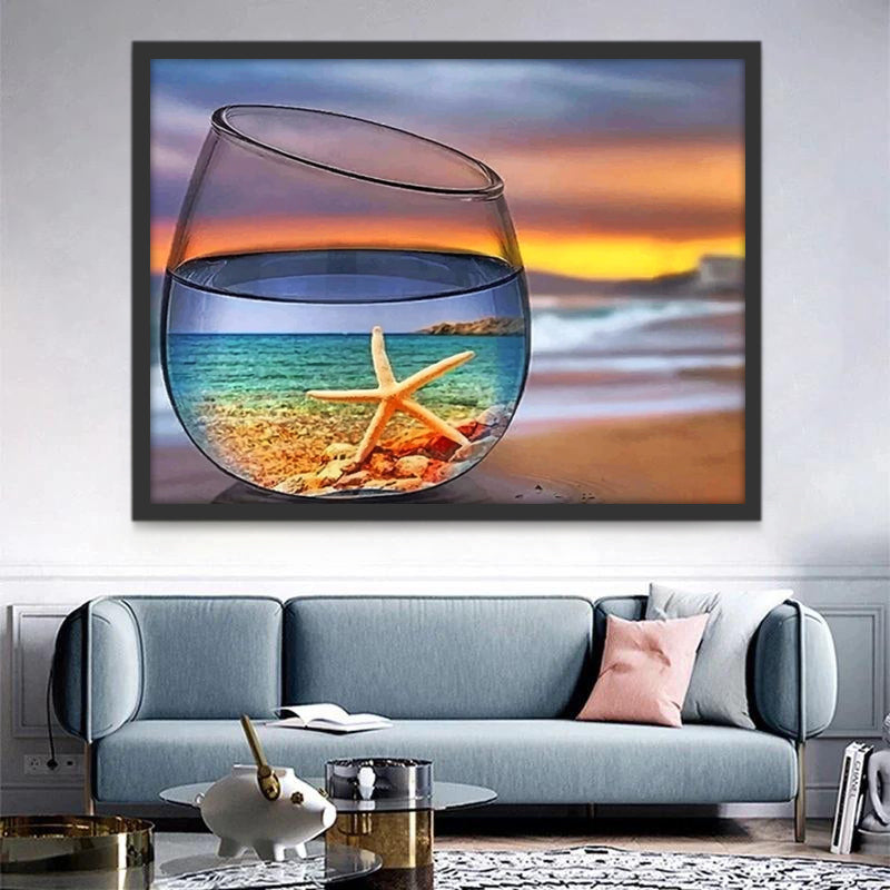 Etoile de Mer dans le Verre Peinture par Numéros