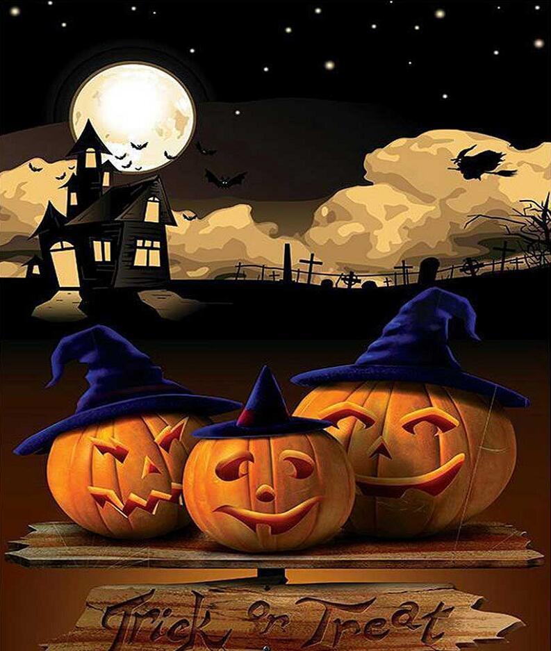 Famille de Citrouilles d'Halloween Peinture par Numéros