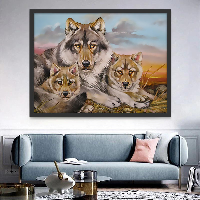 Famille de Loups Peinture par Numéros