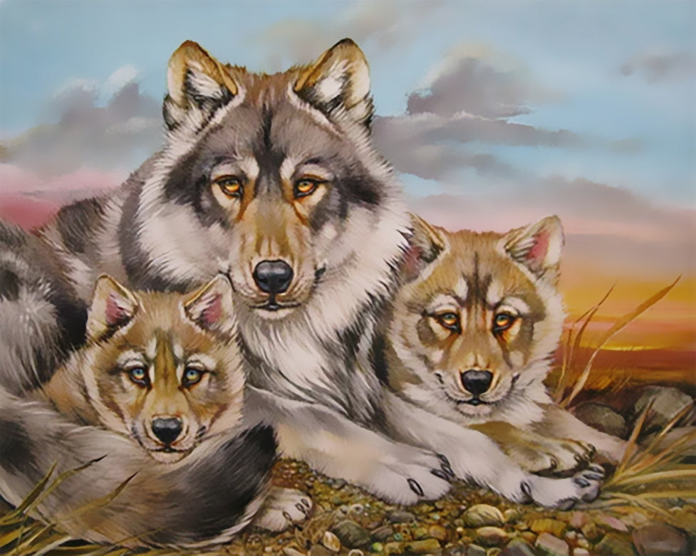 Famille de Loups Peinture par Numéros