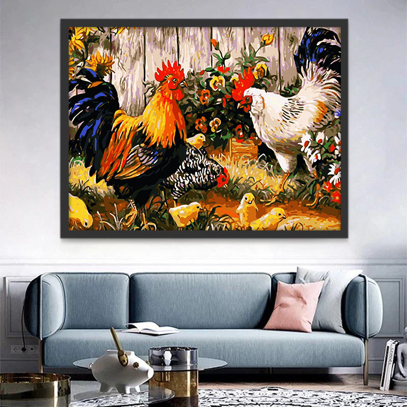 Famille de Poulet Peinture par Numéros