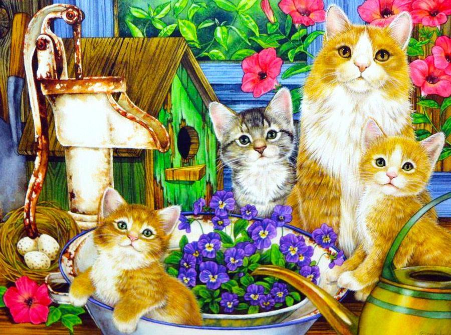 Famille des Chats Peinture par Numéros