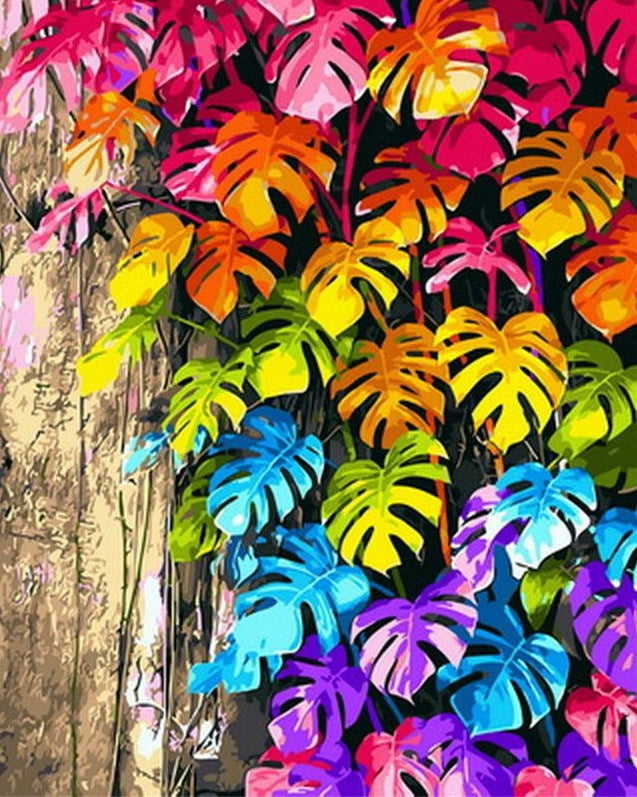 Faux Philodendron Multicolore Peinture par Numéros