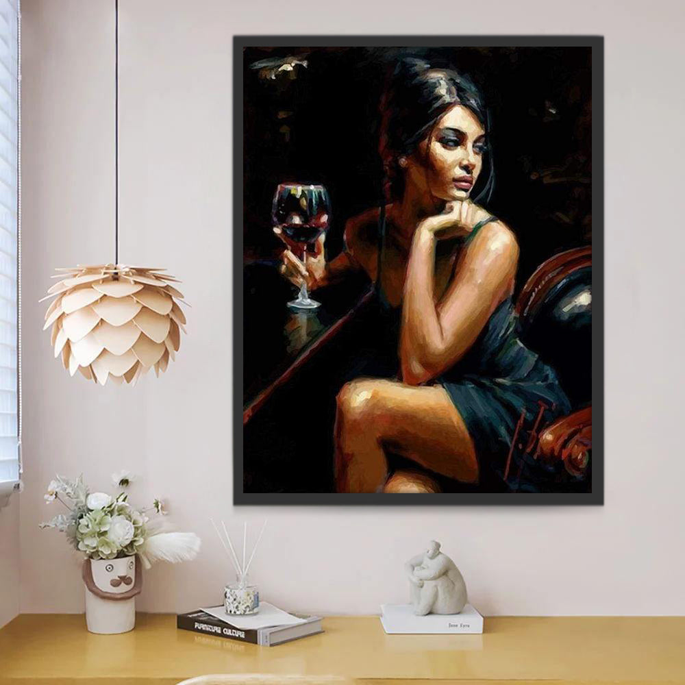 Femme au Bar Peinture par Numéros