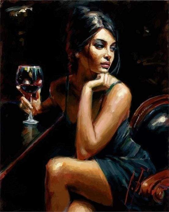 Femme au Bar Peinture par Numéros