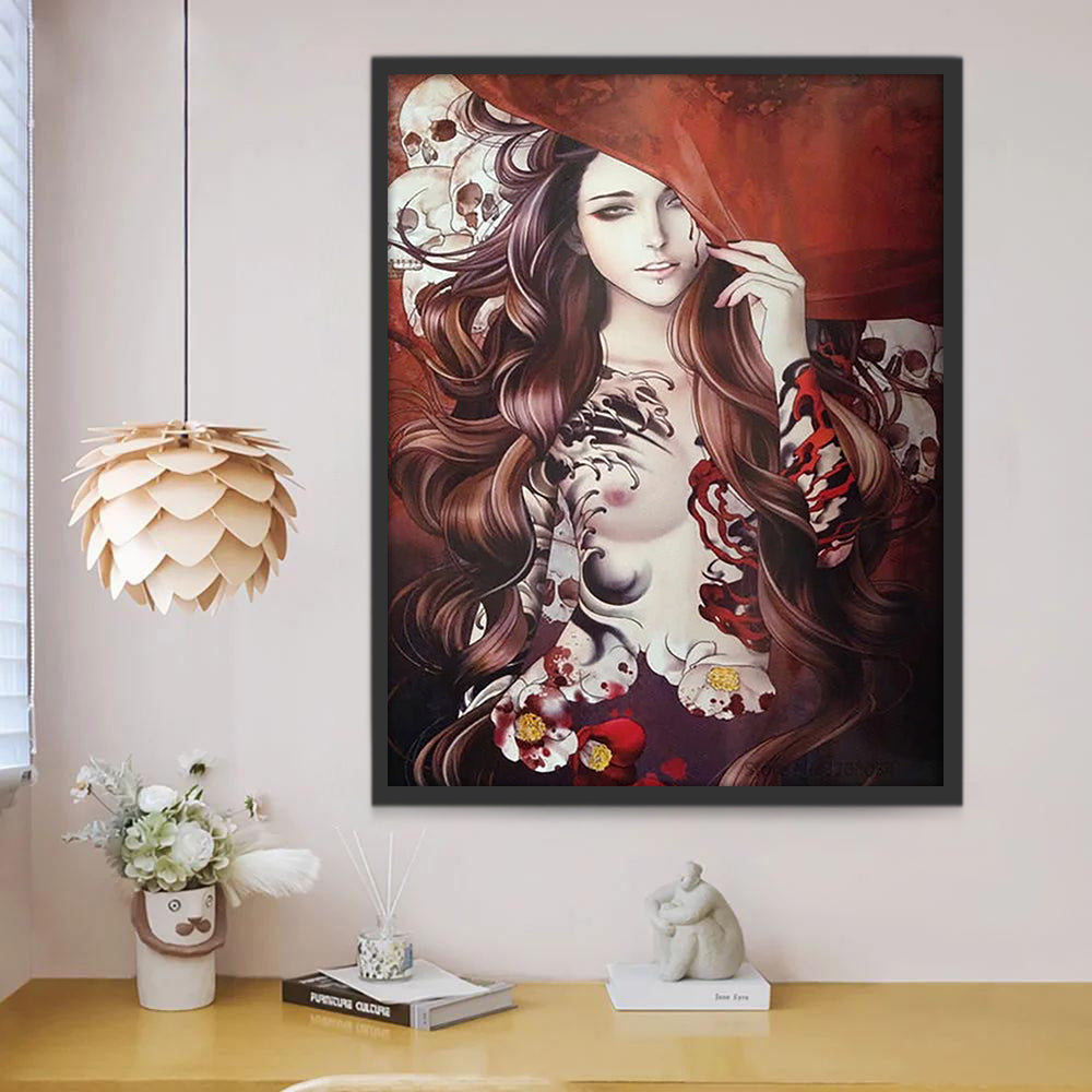 Femme avec tatouages Peinture par Numéros
