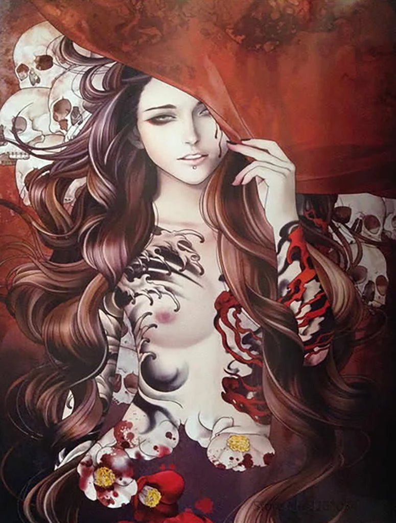 Femme avec tatouages Peinture par Numéros