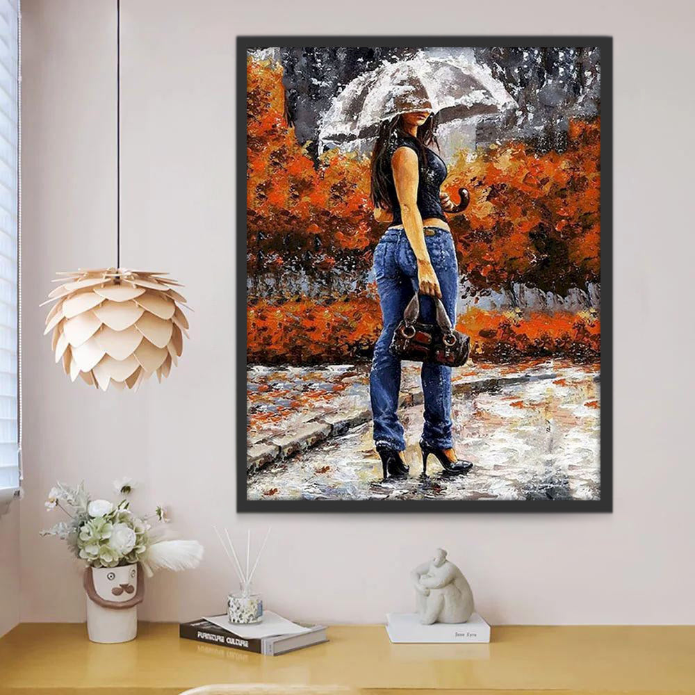 Femme dans la Pluie Peinture par Numéros