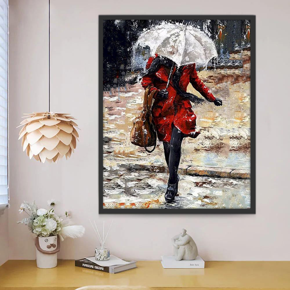 Femme dans la Pluie Peinture par Numéros