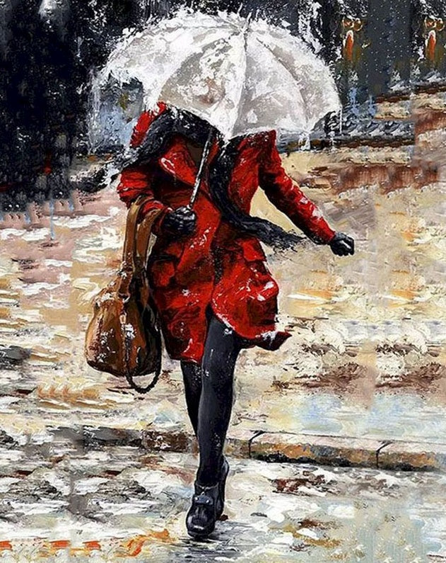 Femme dans la Pluie Peinture par Numéros