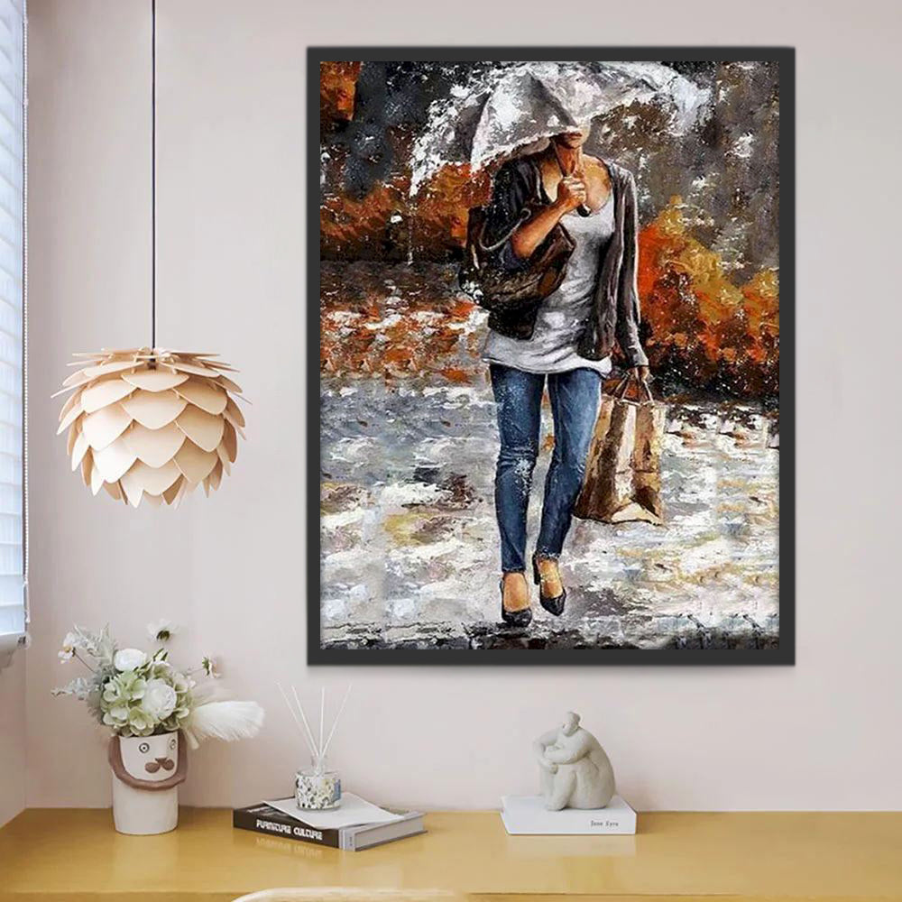 Femme dans la Pluie Peinture par Numéros