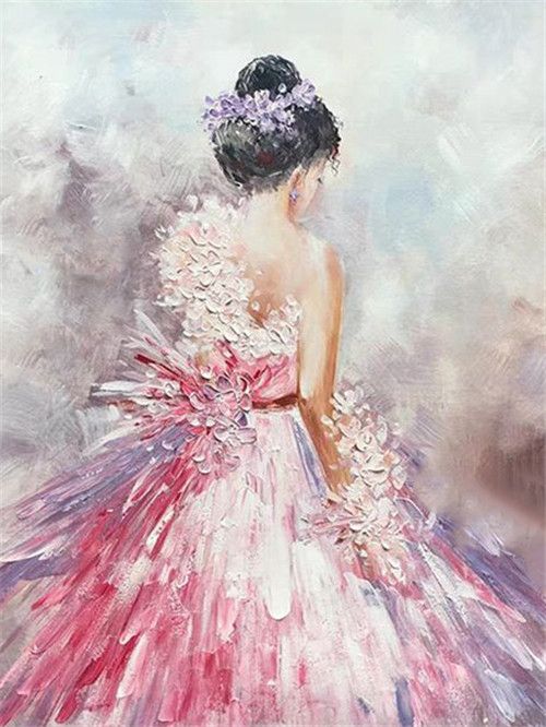 Femme en Robe Rose Peinture par Numéros
