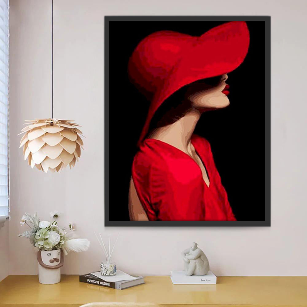 Femme en Rouge Peinture par Numéros