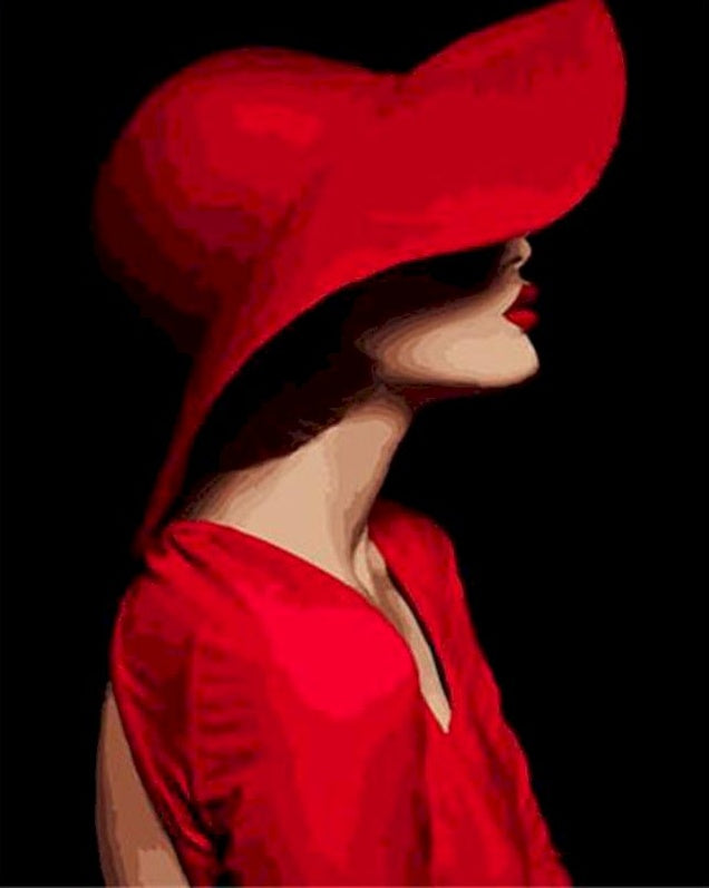 Femme en Rouge Peinture par Numéros