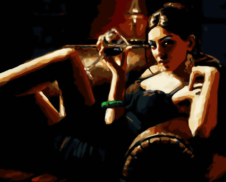 Femme et cocktail Peinture par Numéros